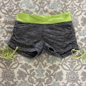 Hard Tail Heather Gray Athletic Shorts with Lime Waistband